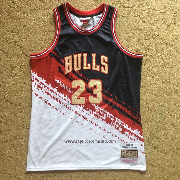 Camiseta Chicago Bulls Michael Jordan #23 Mitchell & Ness Negro Rojo